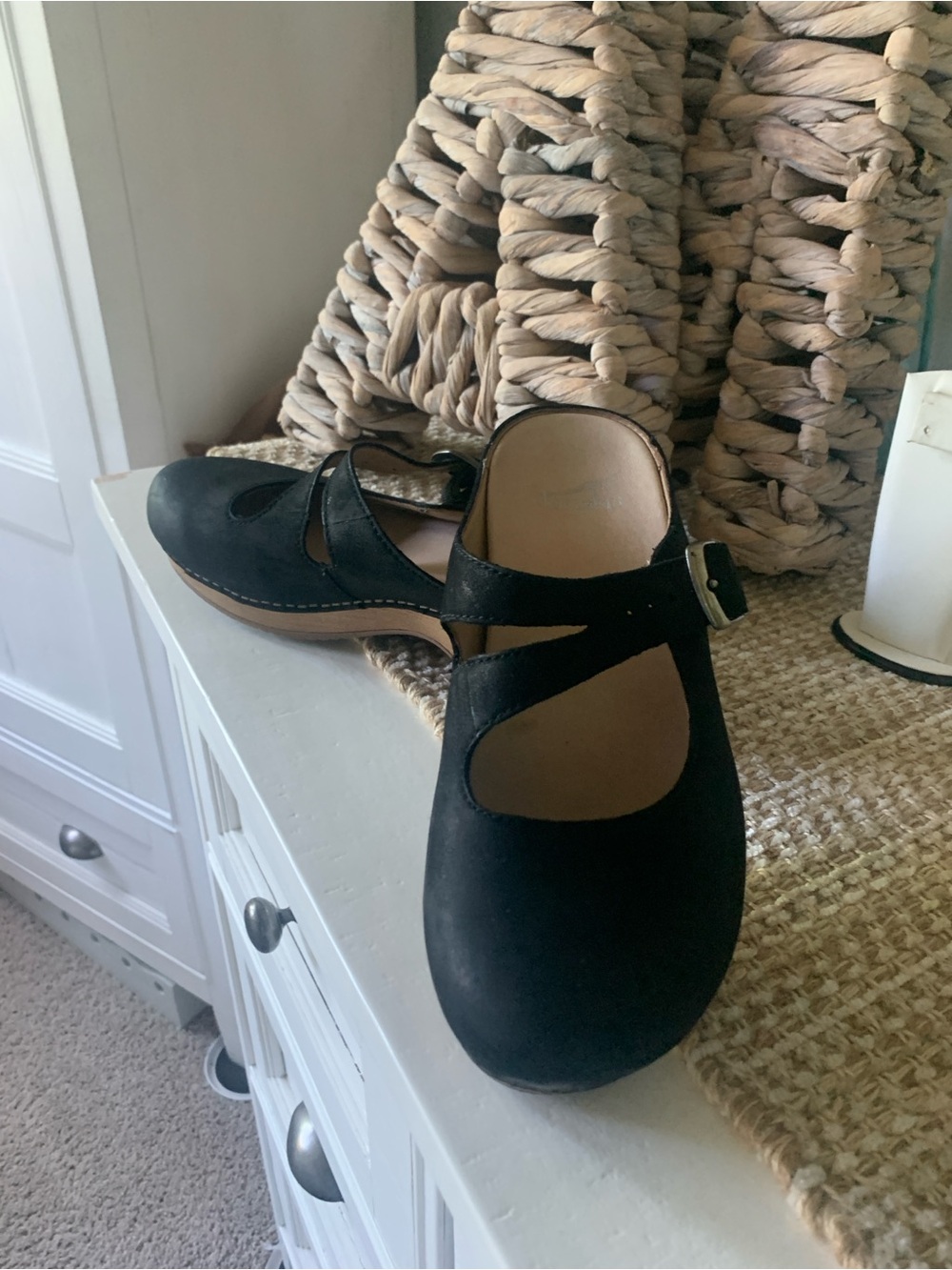 Dansko Black Mary Jane Strap Flats